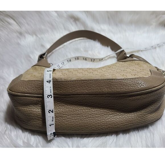 Vintage Dooney & Bourke Monogram Canvas Leather Hobo Shoulder Bag - Picture 10 of 12